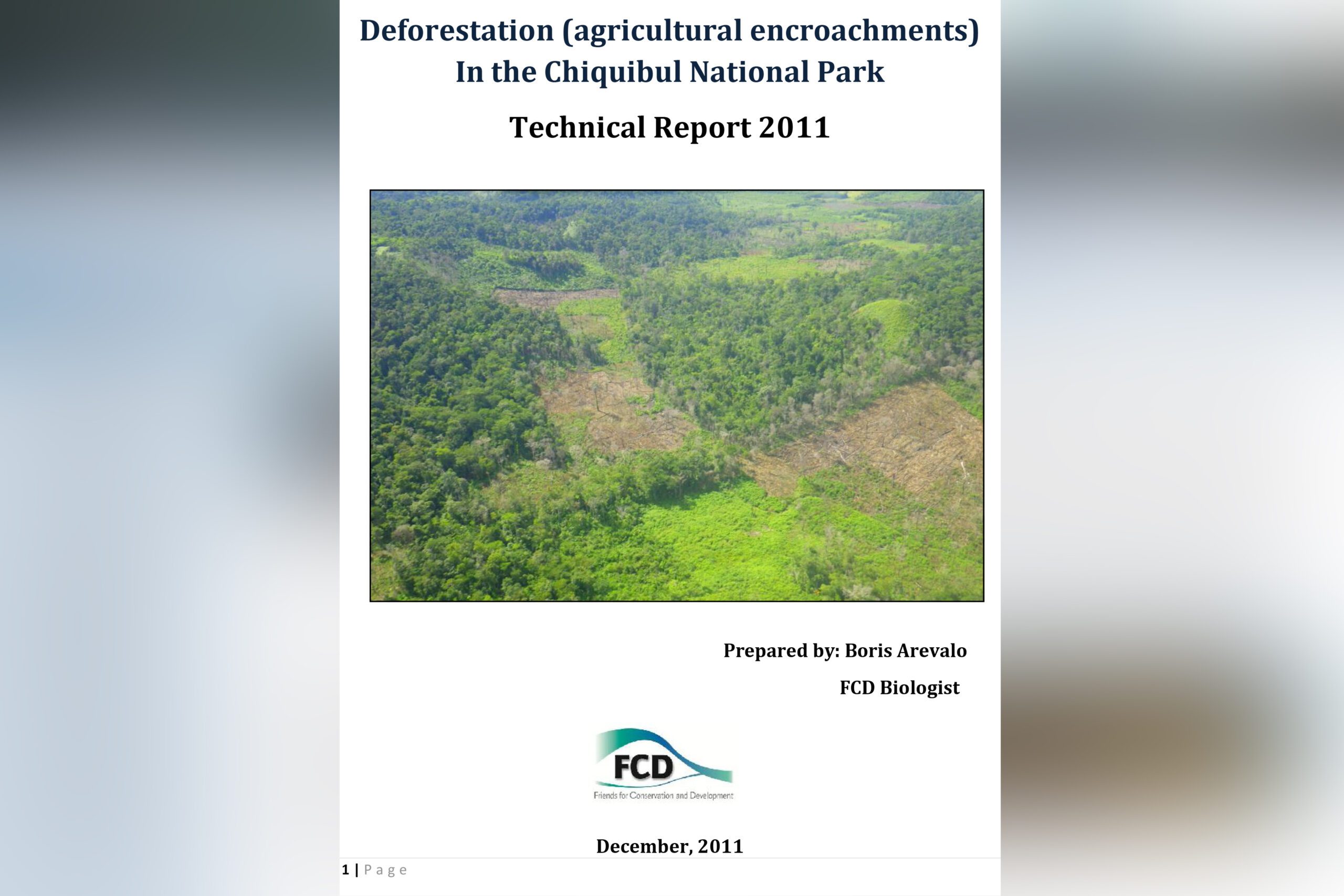 Deforestation (agricultural encroachments) In the Chiquibul National Park Technical Report 2011