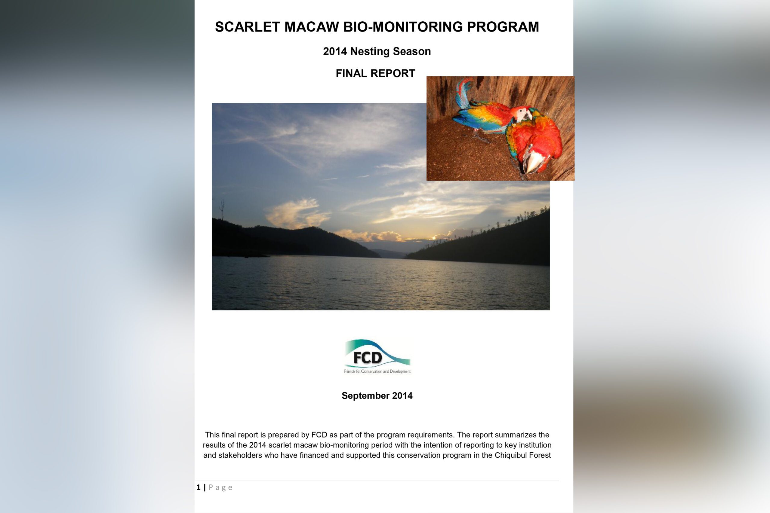 SCARLET MACAW BIO-MONITORING PROGRAM