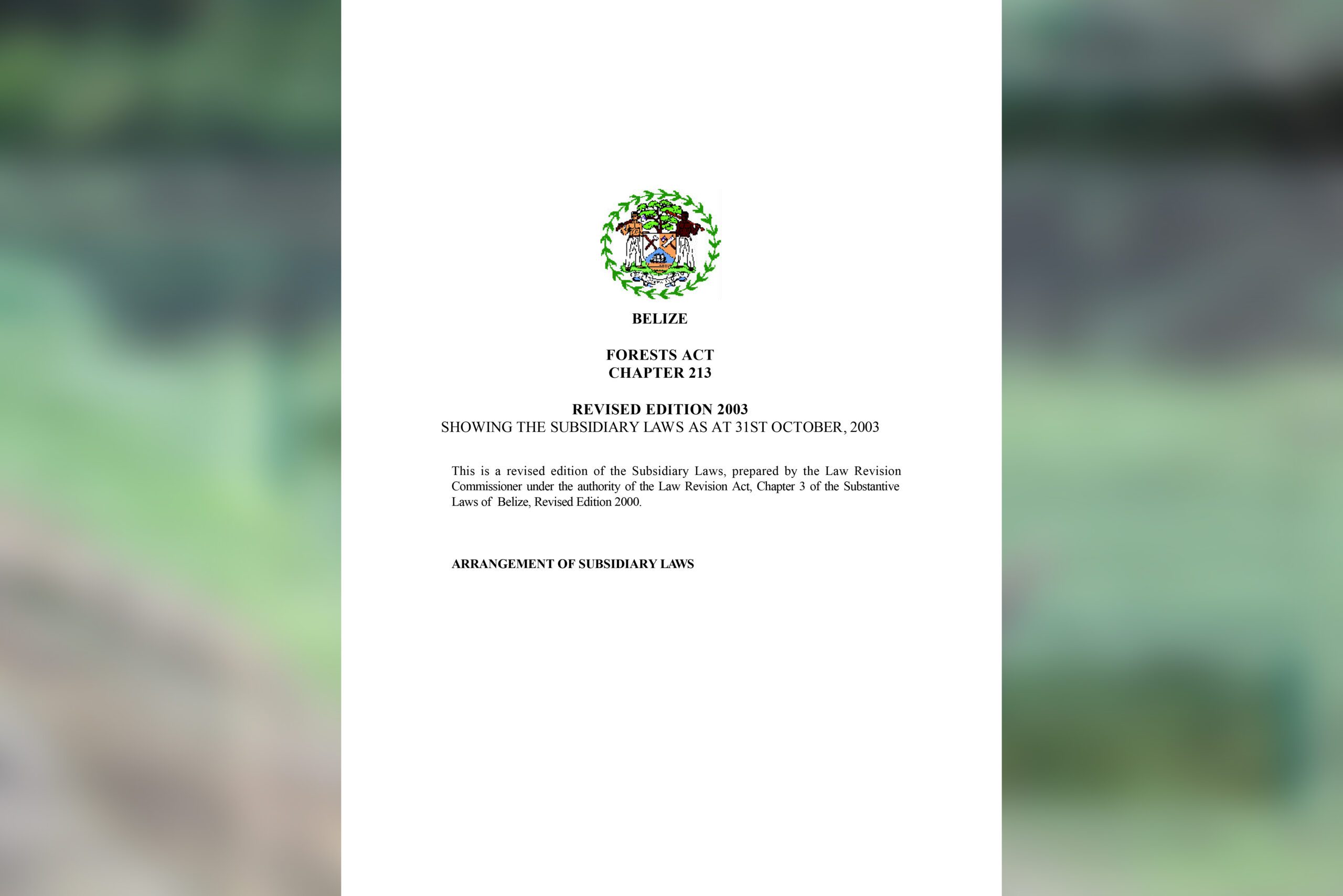 FOREST ACTCHAPTER 213 REVISED EDITION 2003