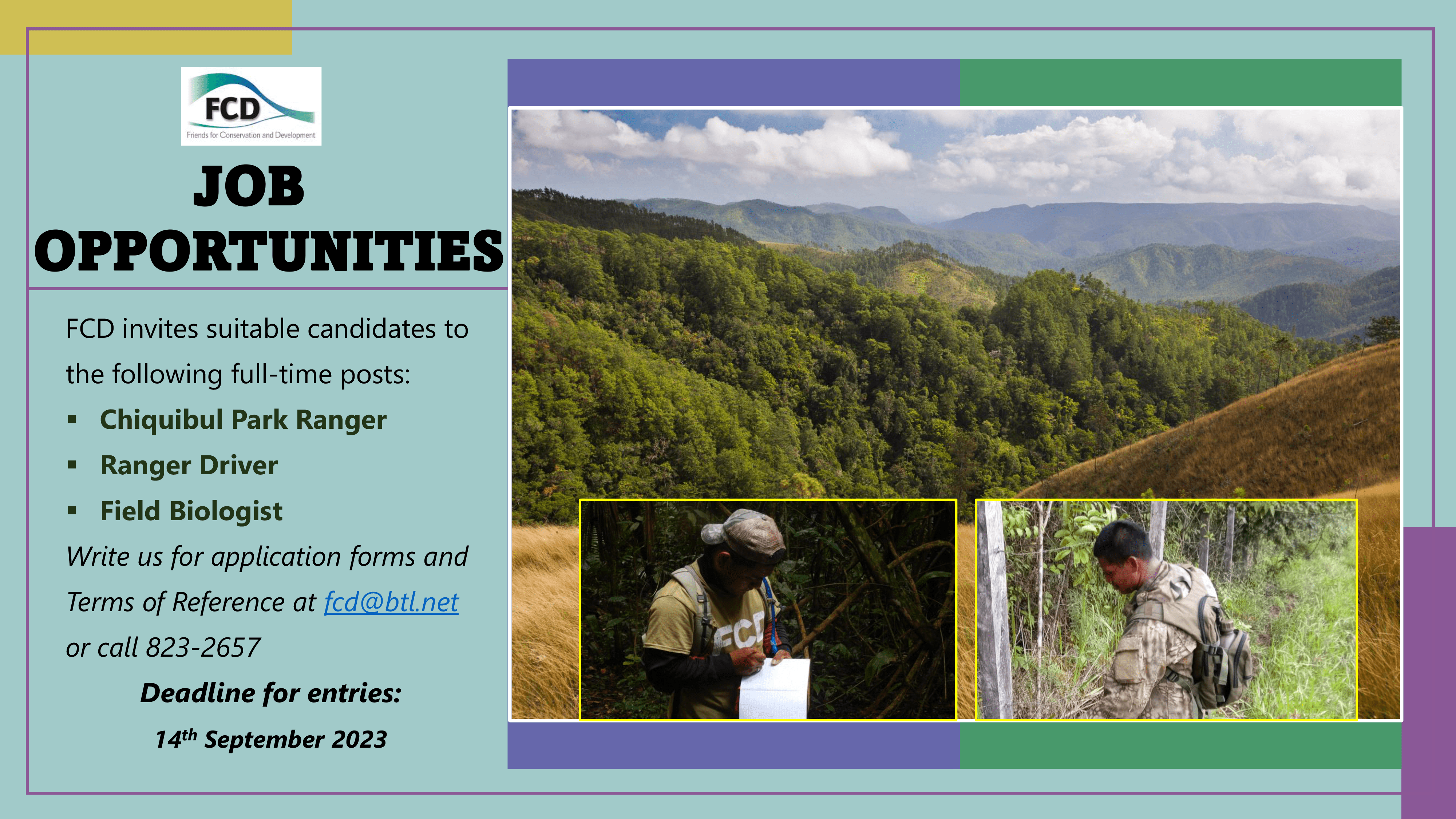 Job opportunities to work in the Chiquibul/Maya Mountains